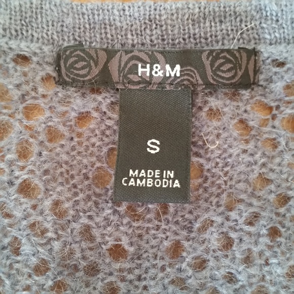 H&M Dusky Blue Crochet Wrap Sweater Small - Picture 4 of 5